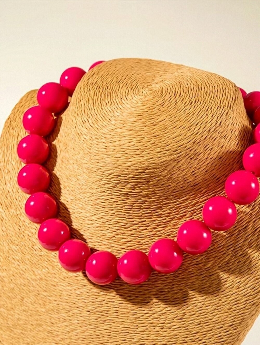 NWT* Chunky Red Pink 'Rose Red' Beaded Statement Necklace *NEW